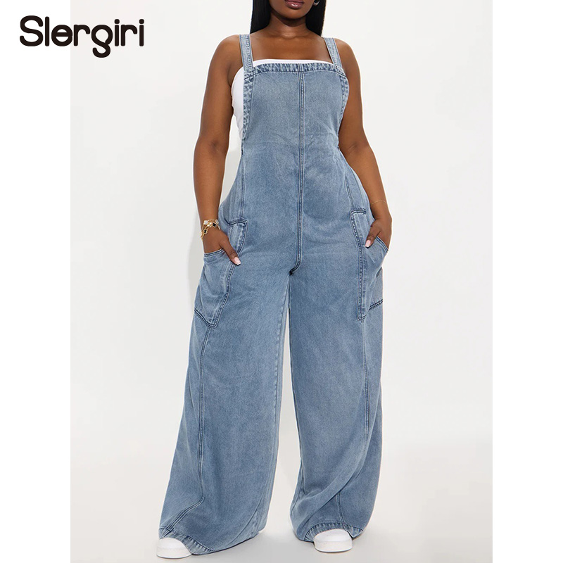 Women'S Fashion Overalls - Slergiri Streetwear Sprany Denimowy Kombinezon Damski