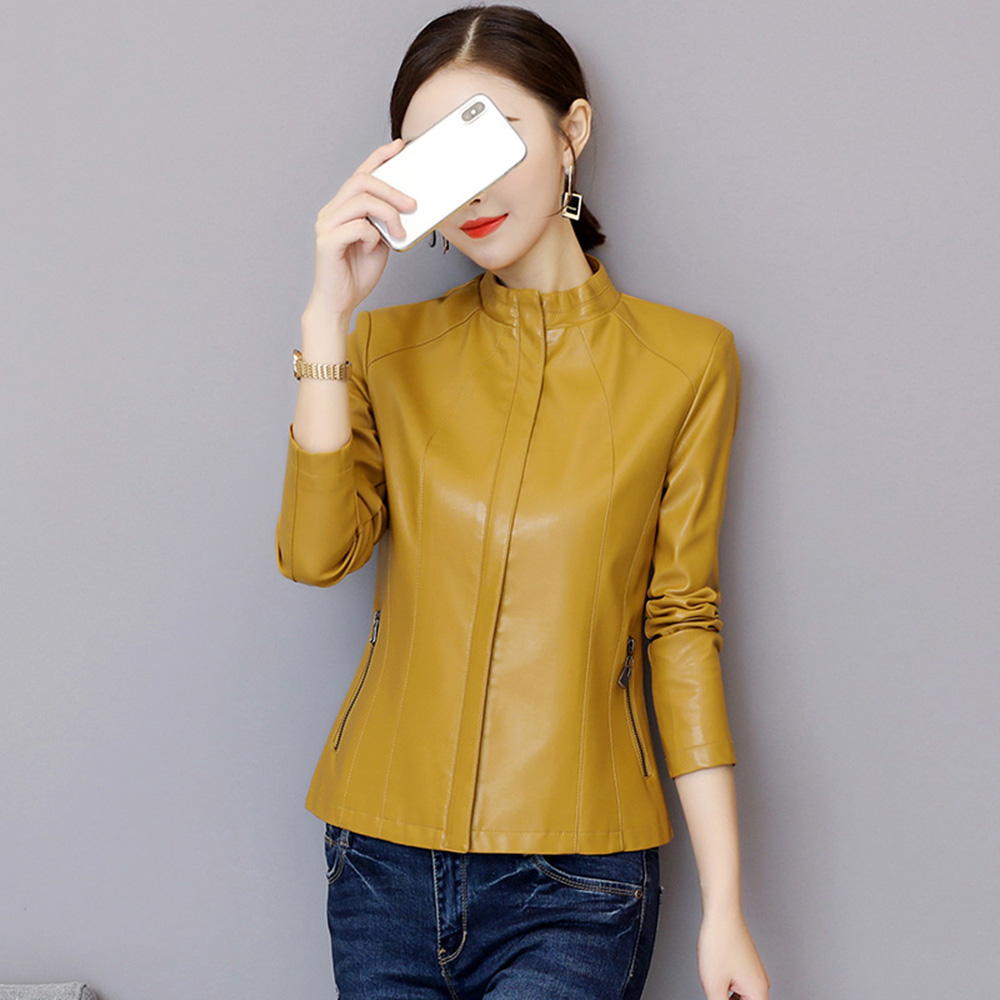 Women'S Fashion Leather Jacket - Nowa Kobiety Kurtka skórzana Jesień Zima