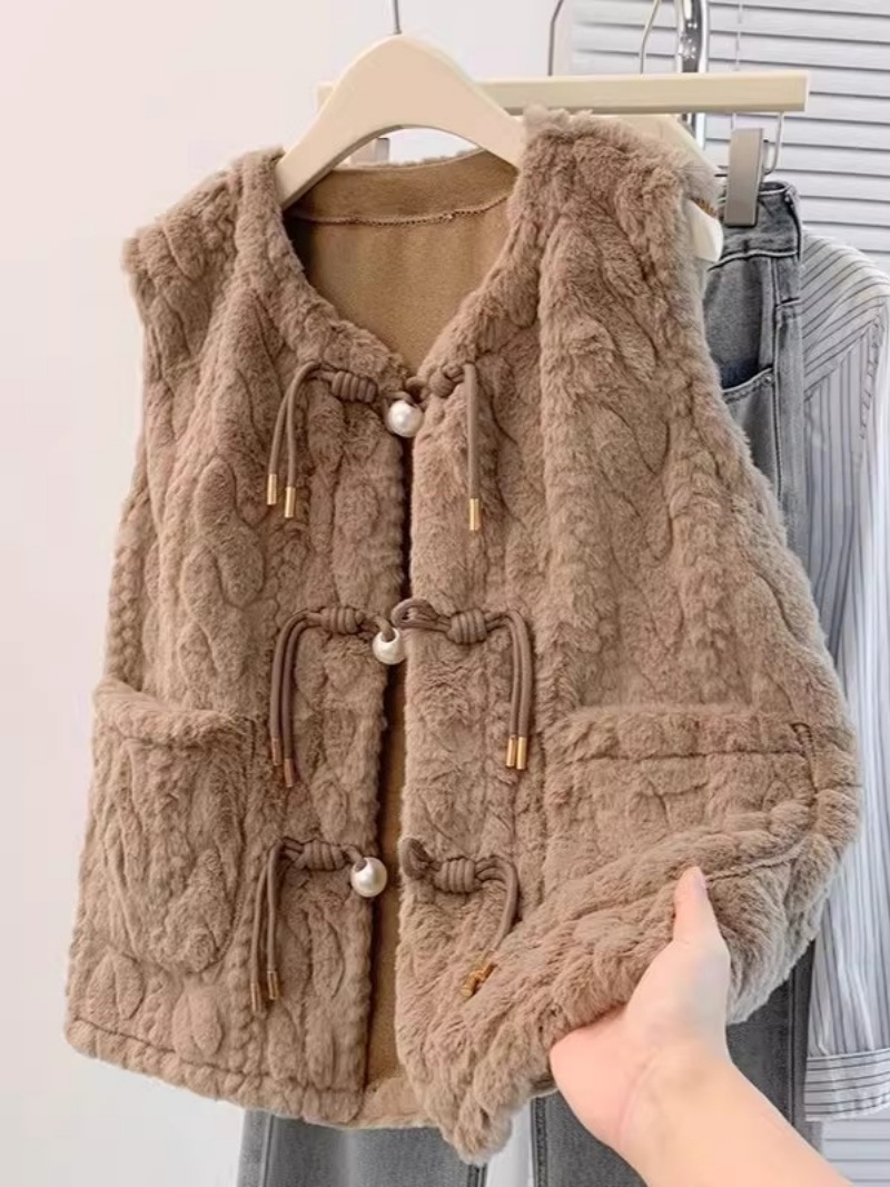 Women'S Fashion Gilet - Modna, tłoczona, pluszowa kamizelka damska -