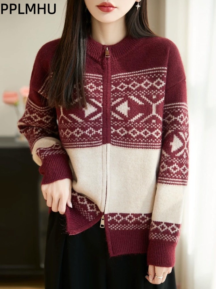 Women'S Fashion Gilet - Kardigan w stylu vintage z żakardowym