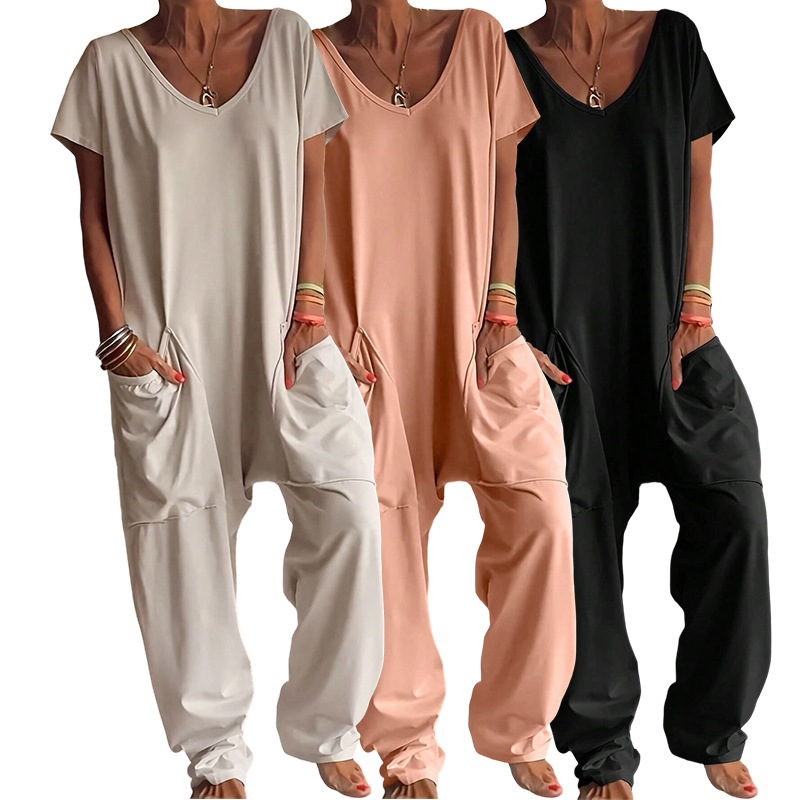 Women'S Fashion Overalls - Kombinezony damskie z dekoltem w serek,