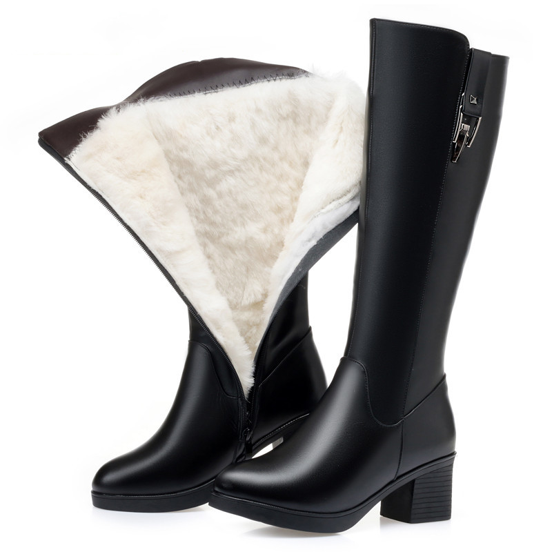 Women'S Fashion Riding Boots - AIYUQI Zimowe Damskie Kozaki Długie Skórzane