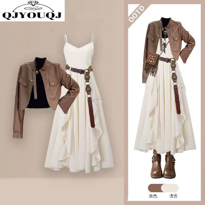 Women'S Fashion Leather Jacket - Damski zestaw wiosenno-jesienny: nowa skórzana kurtka