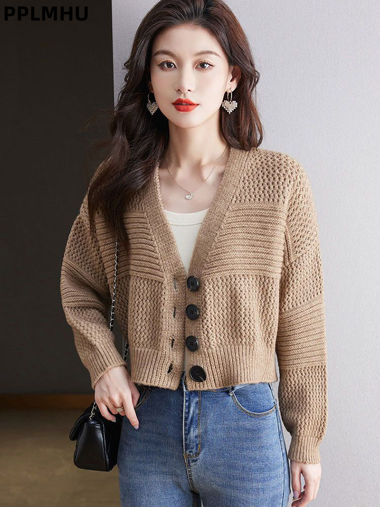 Women'S Fashion Gilet - Damski Krótki Sweter Rozpinany na Guziki,