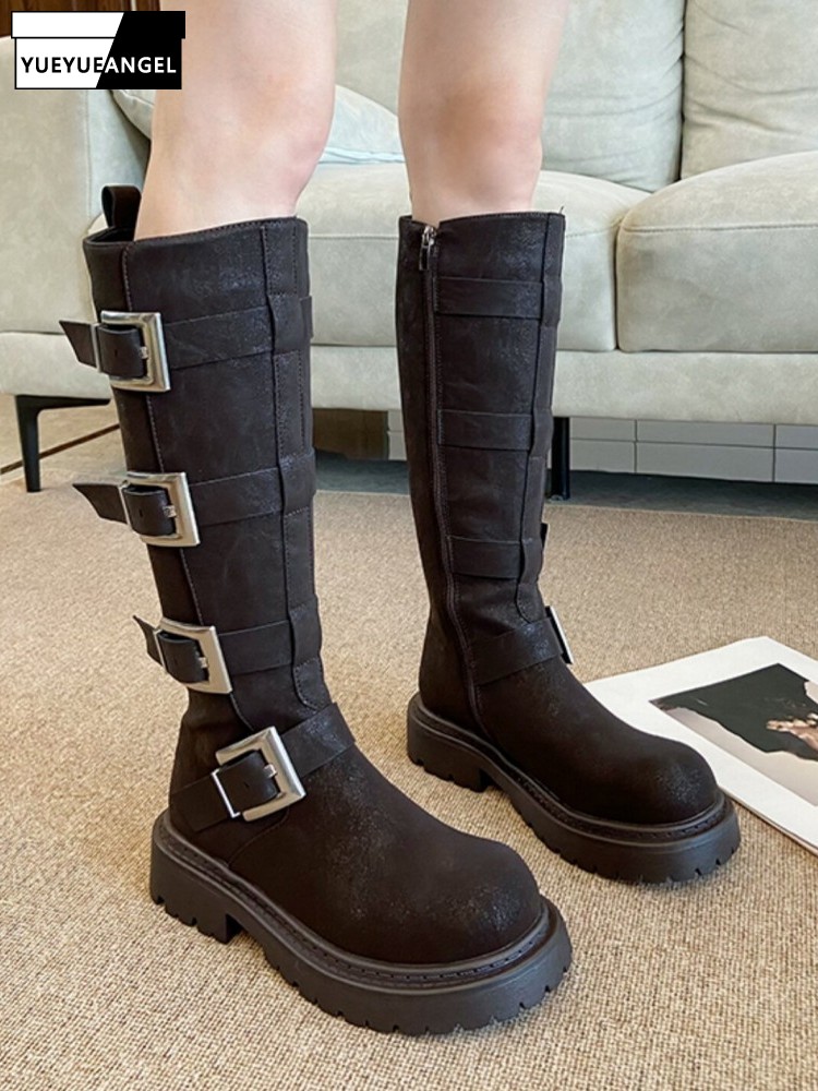 Women'S Fashion Riding Boots - Damskie buty do kolan z wieloma