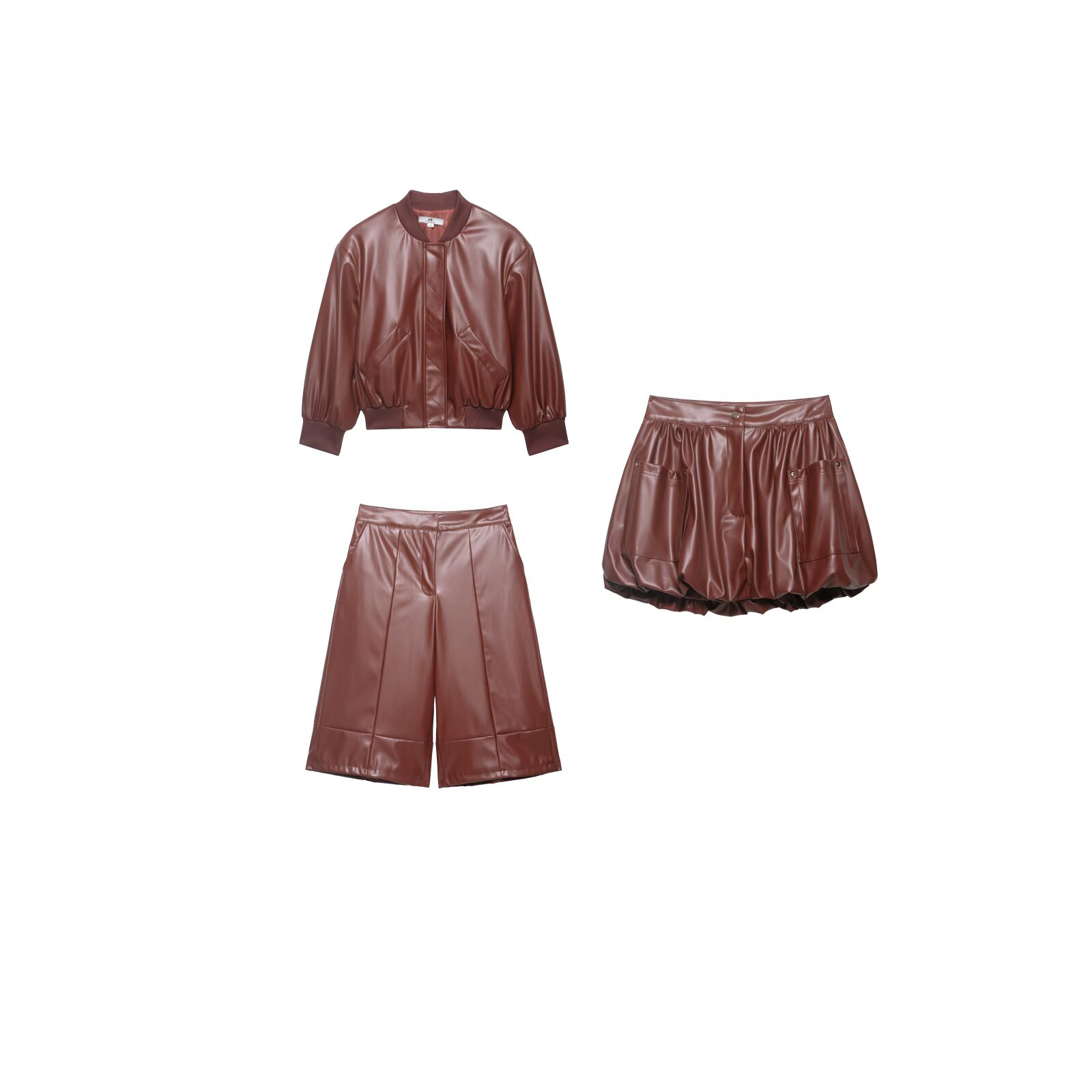 Women'S Fashion Leather Jacket - Nowy damski zestaw: krótka, luźna kurtka
