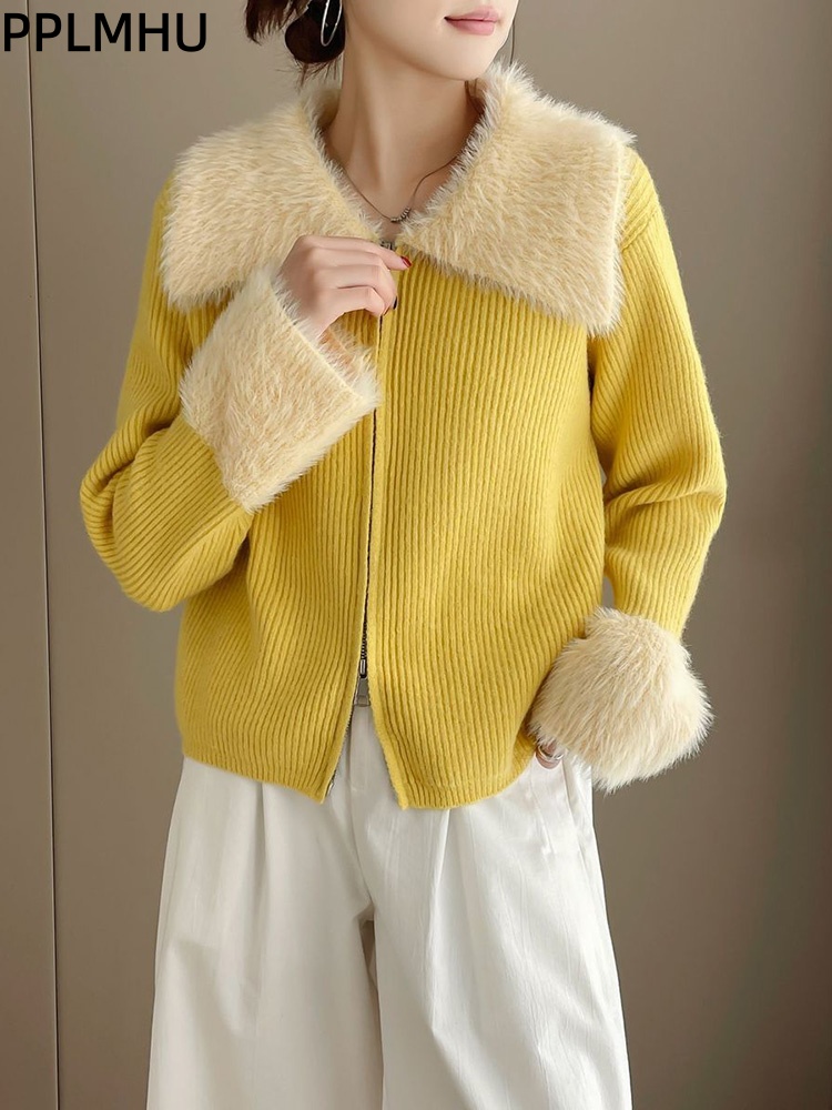 Women'S Fashion Gilet - Sweter damski z dzianiny z zamkami