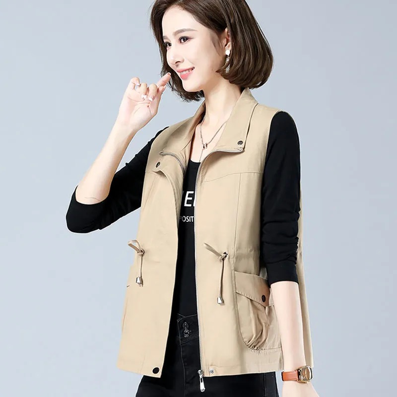 Women'S Fashion Gilet - Damska lekka kamizelka ze stójką, ze