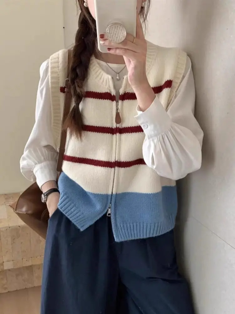 Kardigan na zamek w paski, dzi – Women'S Fashion Gilet recenzja i cena
