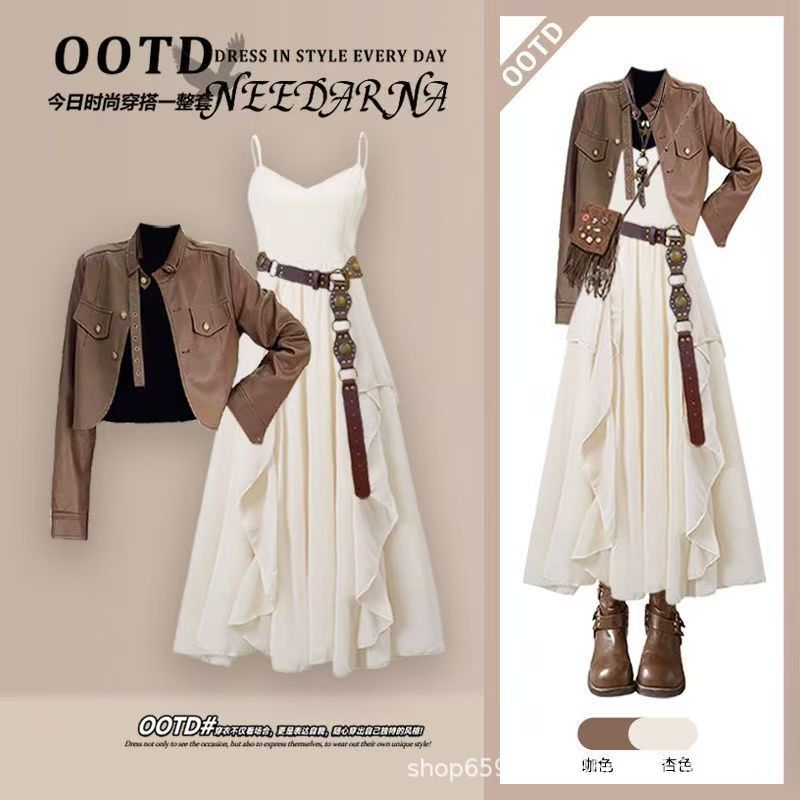 Damski zestaw wiosenno-jesienn – Women'S Fashion Leather Jacket recenzja i cena