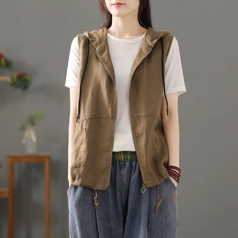 Damska biała kamizelka z kaptu – Women'S Fashion Gilet recenzja i cena