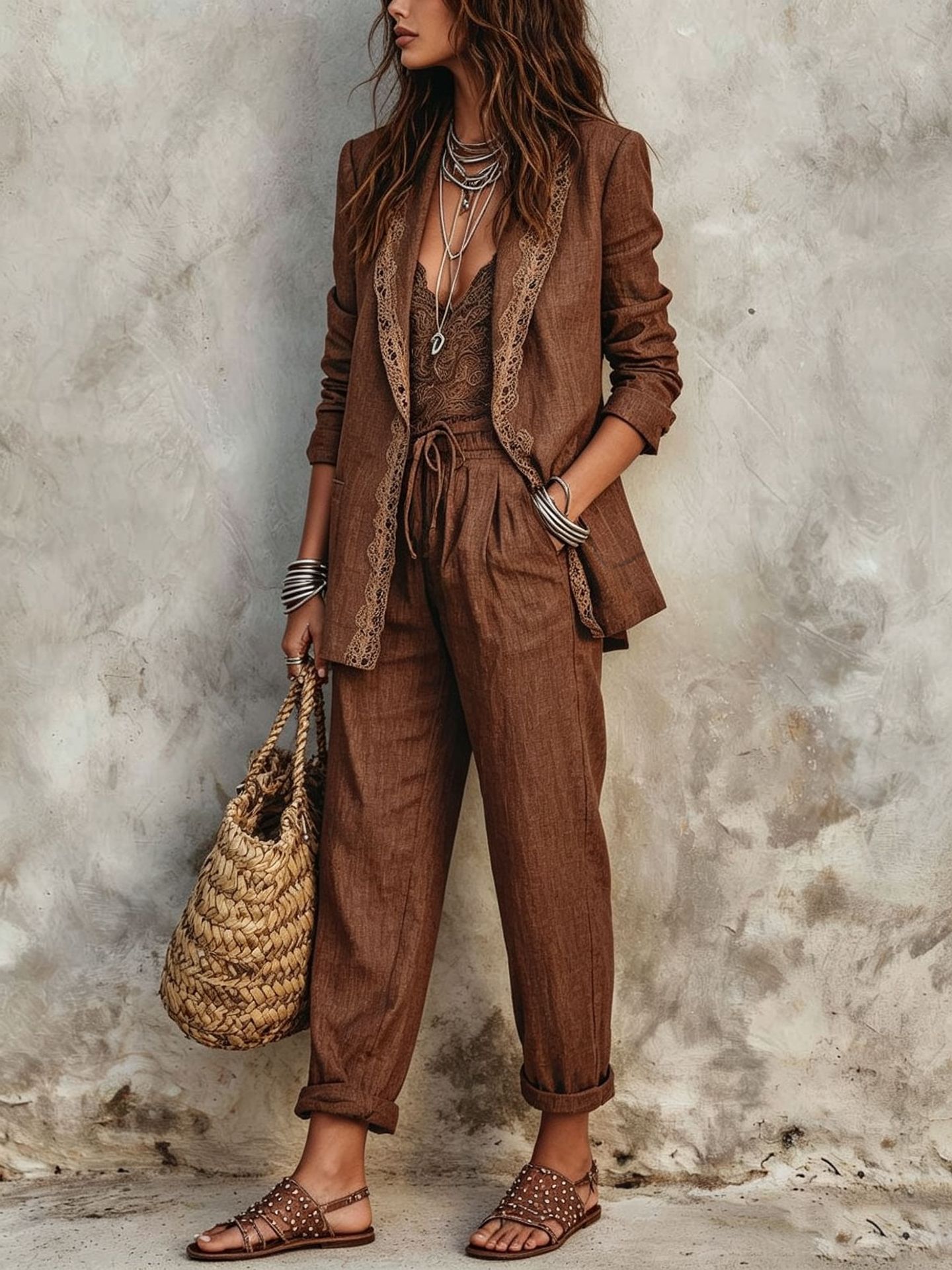 Damski elegancki, luźny komple – Women'S Fashion Trousers recenzja i cena